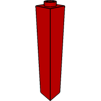 Brick 1 x 1 x 5 with Blocked Open or Hollow Stud