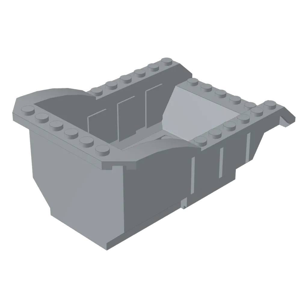 Tipper Bed 12 x 8 x 5 with Dark Bluish Gray Hinge Plate in Light Bluish Gray