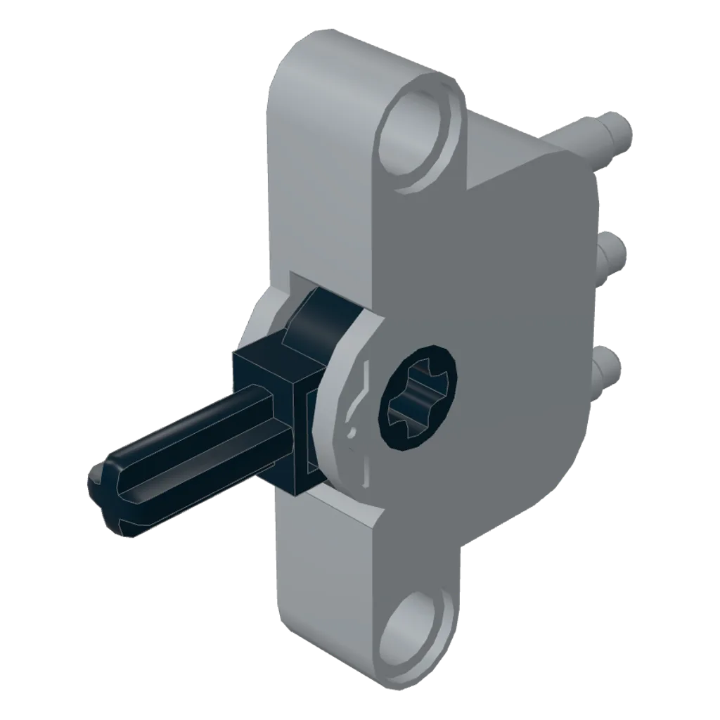Pneumatic Switch with Pin Holes, Axle Hole and Stepped Outlets in Light Bluish Gray
