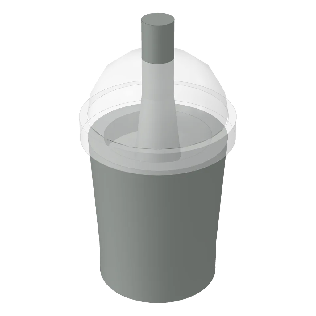 Equipment Cup and Straw with Trans Clear Dome Lid [Plain] in Light Gray