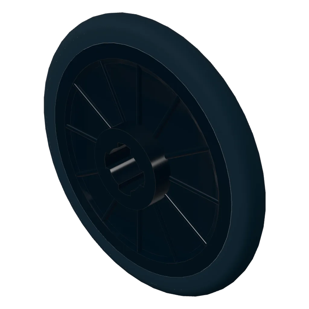 Wheel Wheelchair with Fixed Black Hard Rubber Tire, with Clip Hole in Black
