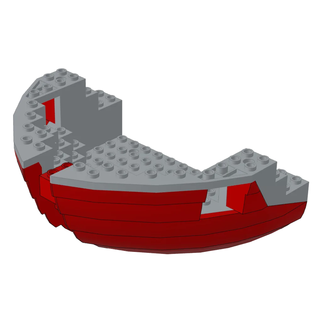 Boat Hull Section, Large Bow 12 x 16 x 5 1/3 with Dark Gray Top [Complete Assembly] in Light Bluish Gray