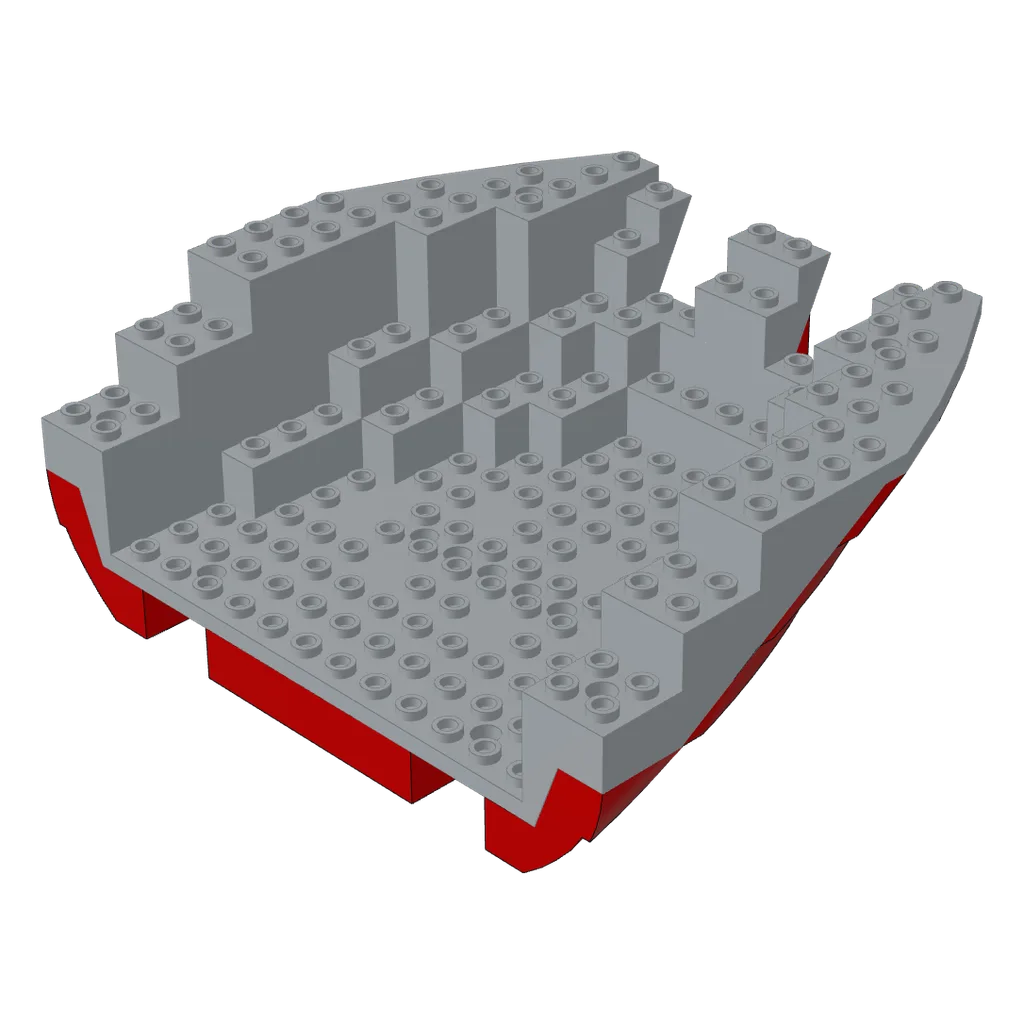 Boat Hull Section, Large Stern 14 x 16 x 5 1/3 with Dark Gray Top [Complete Assembly] in Light Bluish Gray