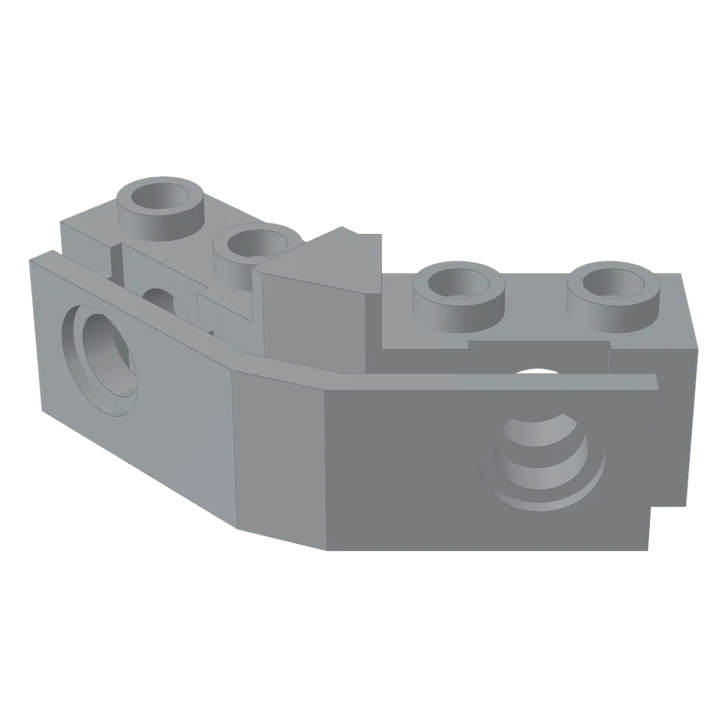 Technic Brick 1 x 2 - 1 x 2 Angled with Bumper Holder [Open Front] in Light Bluish Gray