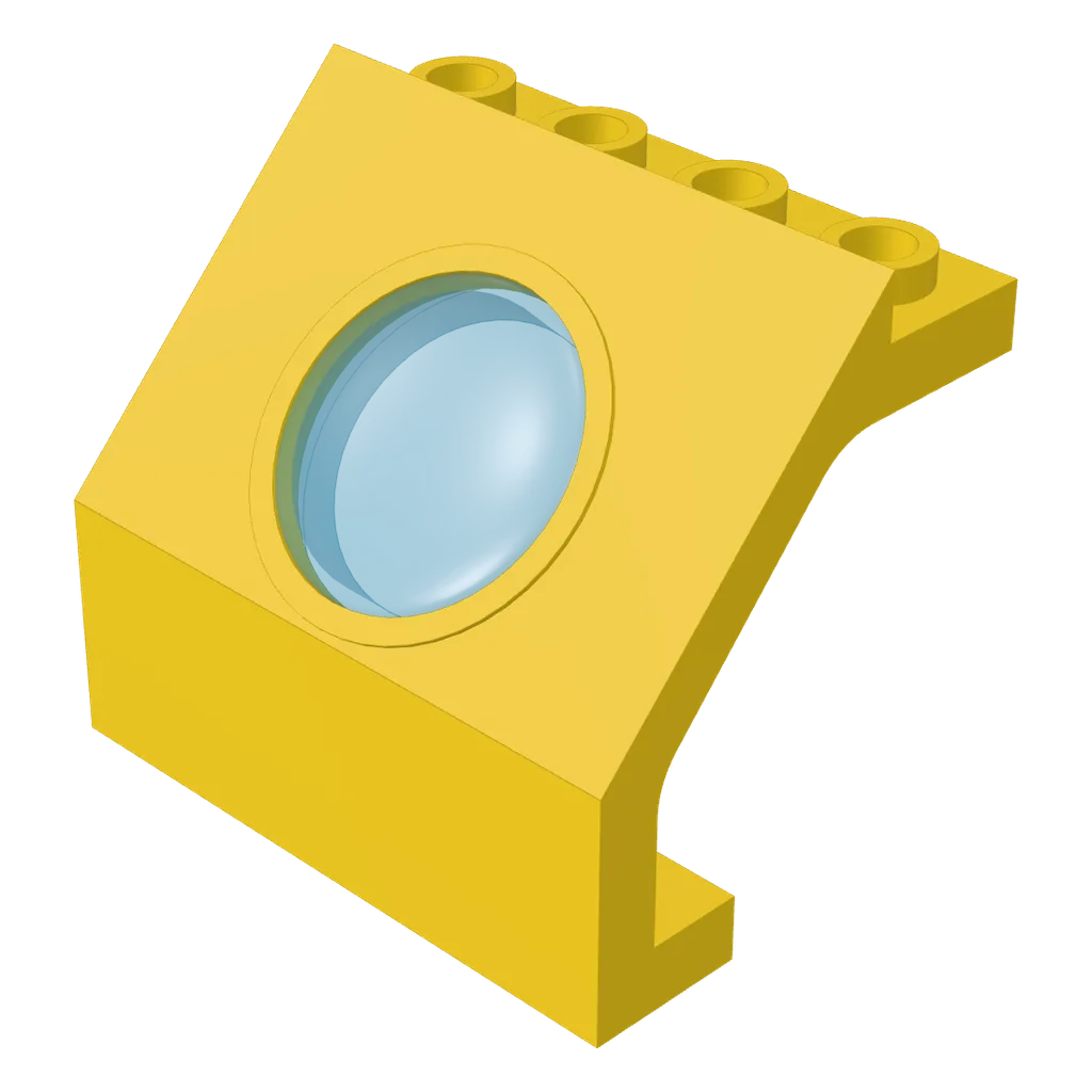 Panel 4 x 3 x 3 with Porthole with Trans Light Blue Glass in Yellow