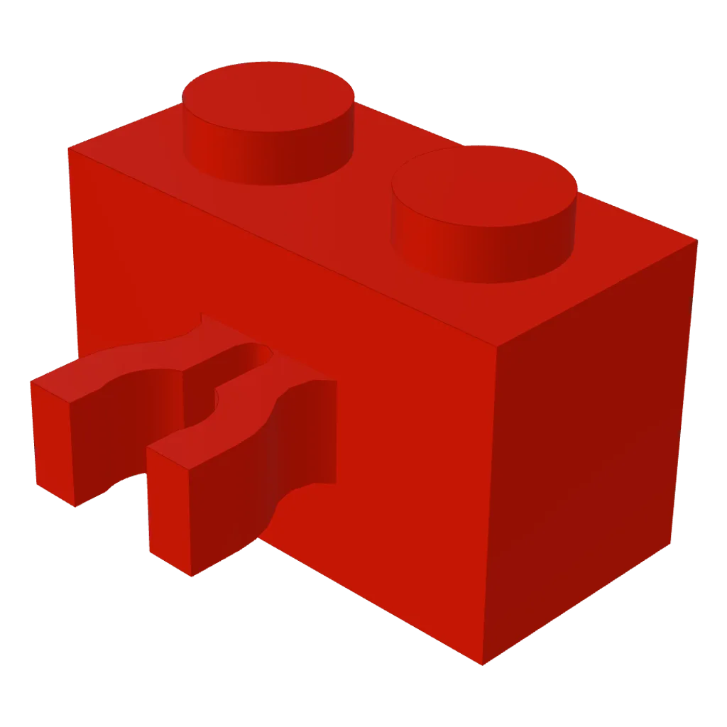 Brick Special 1 x 2 with Vertical Clip [Thick U Clip] in Red