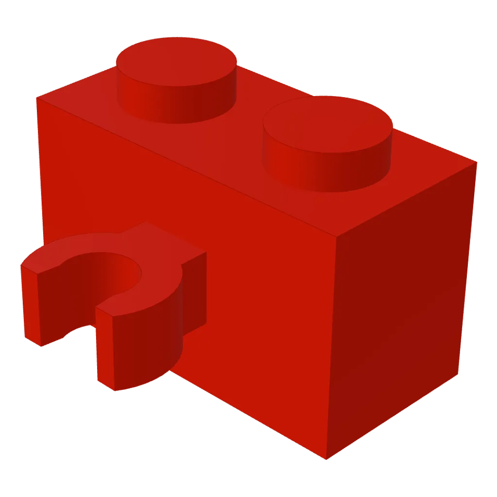 Brick Special 1 x 2 with Vertical Clip [Open O Clip] in Red