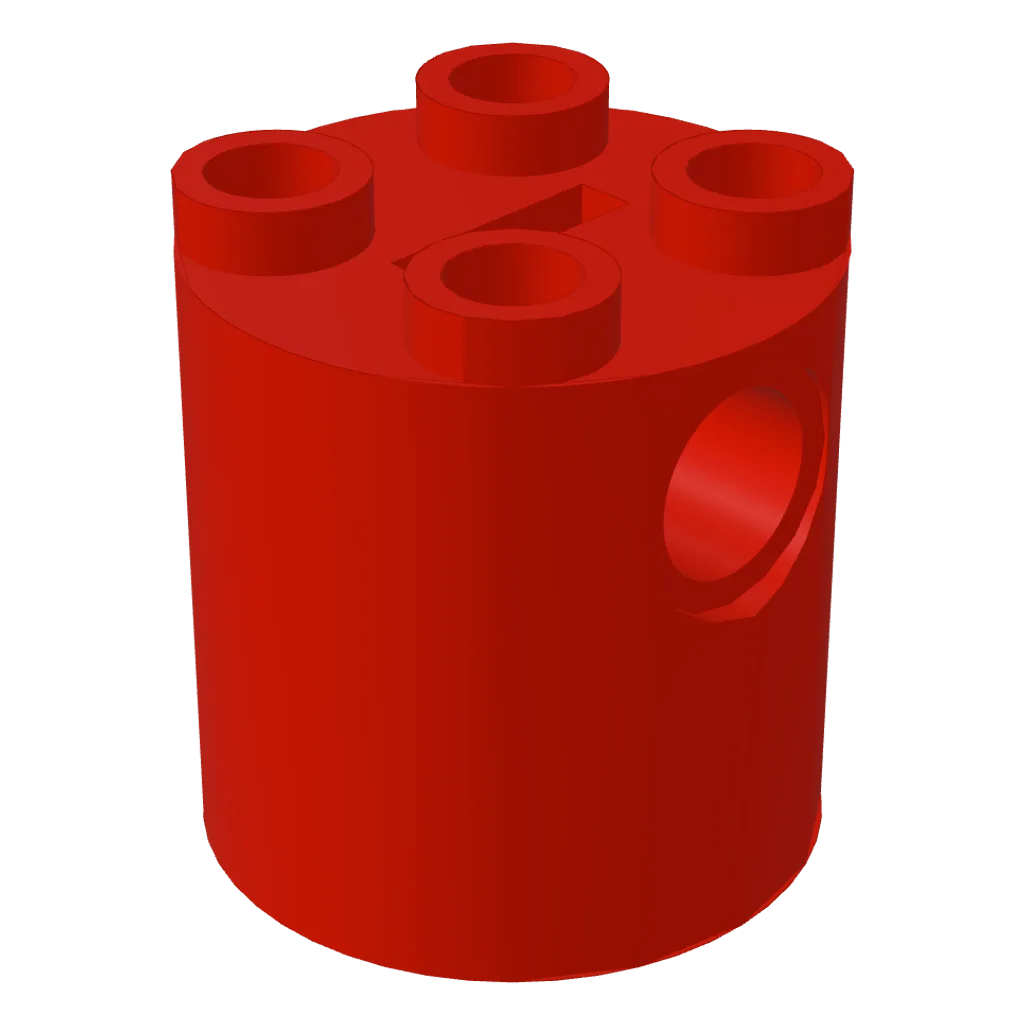 Brick Round 2 x 2 x 2 Robot Body, Axle Holder '+' Orientation in Red
