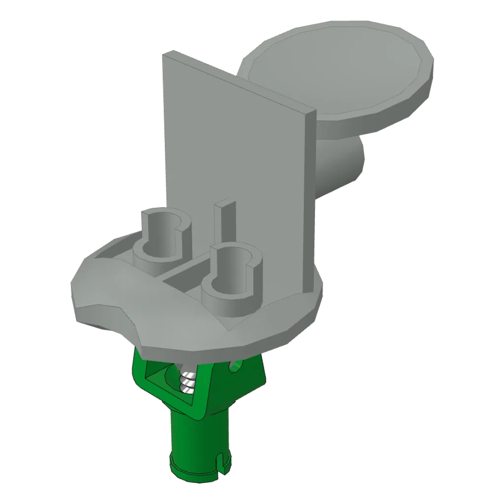 Sports Soccer Minifig Stand with Spring and Green Pin [Complete Assembly] in Light Gray