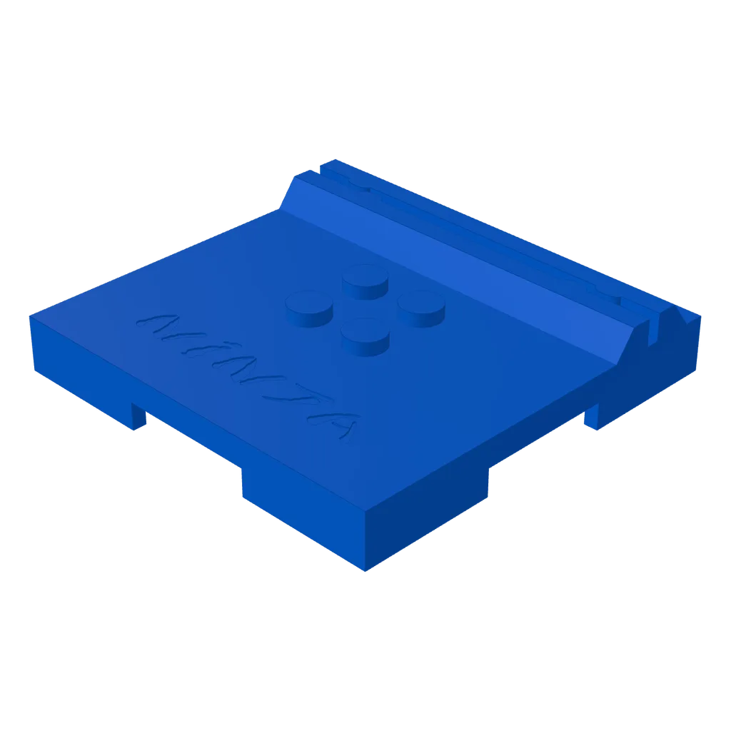Plate Special 6 x 6 x 2/3 with 4 Studs and Embossed 'Ninja' in Blue