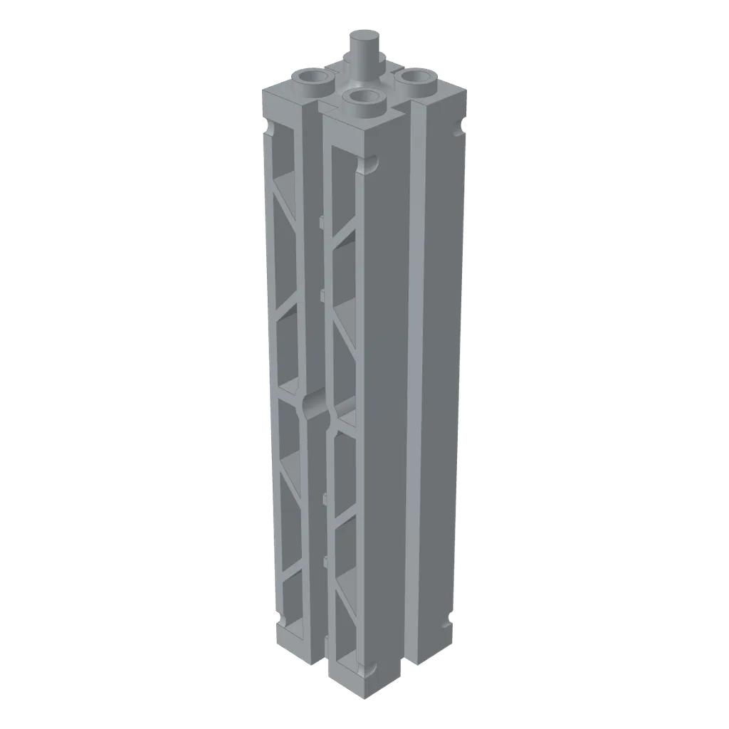 Support 2 x 2 x 8 with Grooves, Two Sided Lattice and Top Peg in Light Bluish Gray