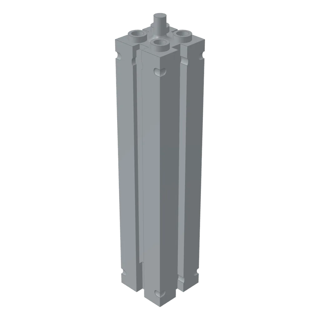 Support 2 x 2 x 8 with Grooves, Smooth On All Sides, Top Peg in Light Bluish Gray