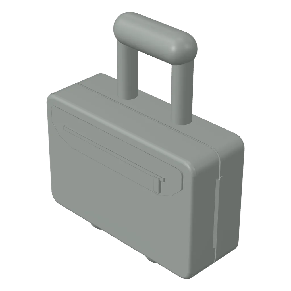 Bag / Suitcase with Long Handle [Opens] in Light Gray