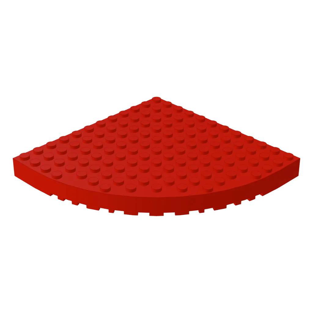Brick Round Corner 12 x 12 with 3 Missing Bottom Tubes in Red