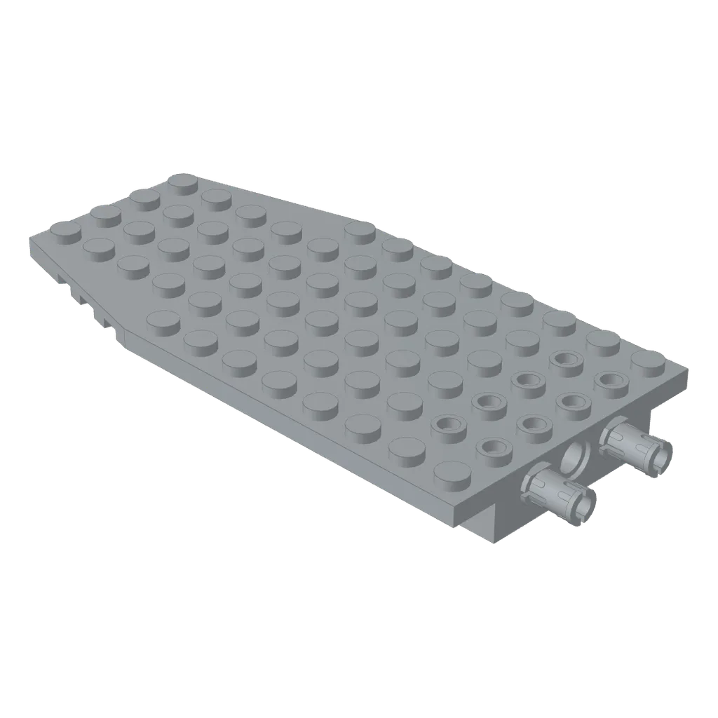 Wedge Plate 6 x 12 x 1 Cut Corners with 2 Fixed Rotatable Pins [aka 4 Juniors Wing Plate] in Light Bluish Gray