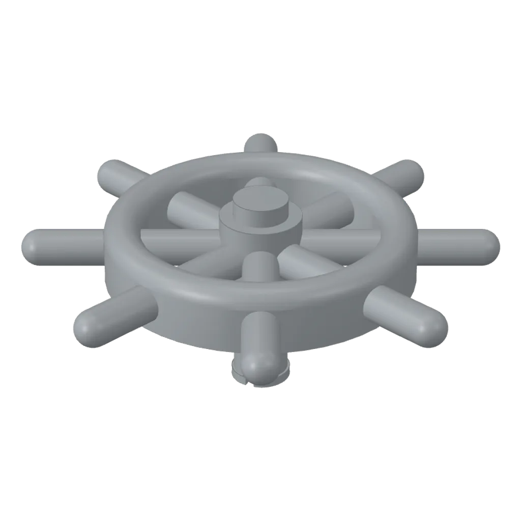 Boat / Ship Wheel / Helm with Slotted Pin in Light Bluish Gray