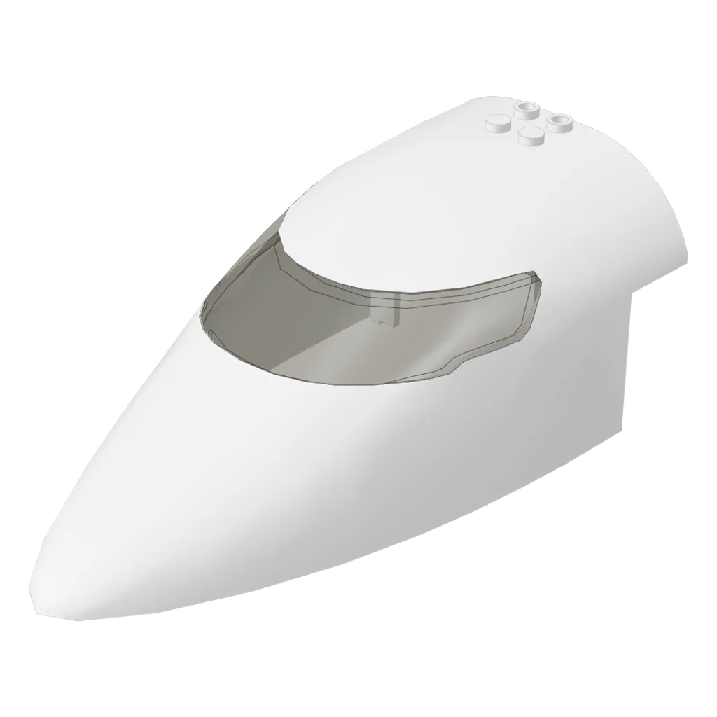 Aircraft Fuselage Curved Forward 8 x 16 x 5 with Trans-Brown Glass in White