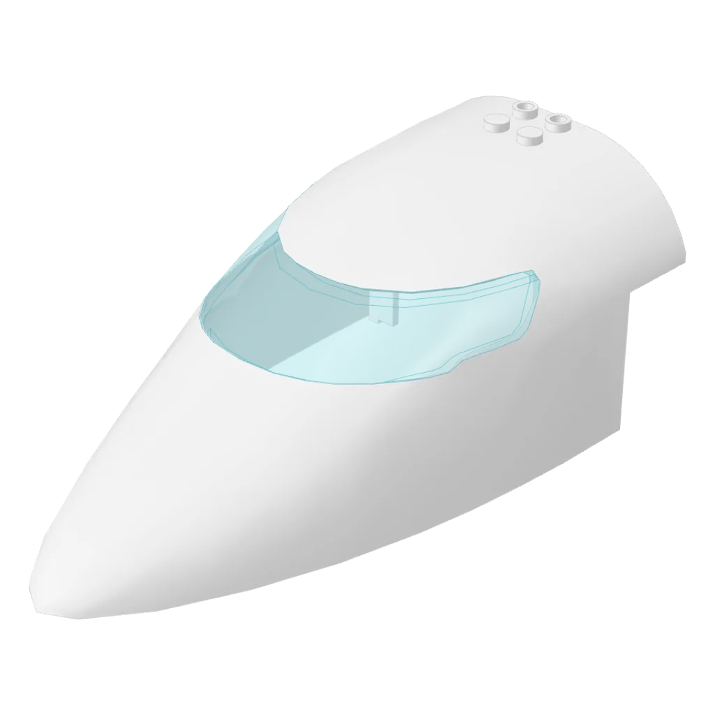 Aircraft Fuselage Curved Forward 8 x 16 x 5 with Trans-Light Blue Glass in White