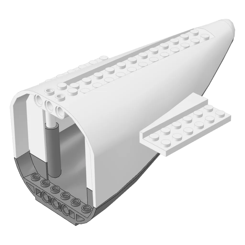 Aircraft Fuselage Curved Aft Section with Light Bluish Gray Base in White