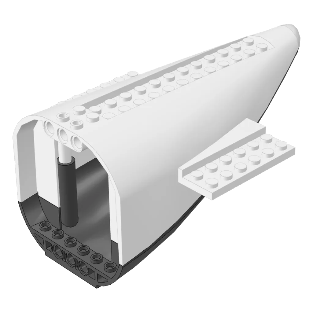 Aircraft Fuselage Curved Aft Section with Dark Bluish Gray Base in White