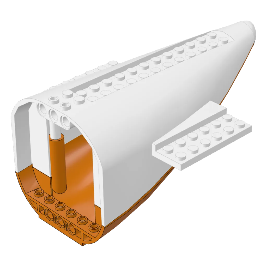 Aircraft Fuselage Curved Aft Section with White Top in White