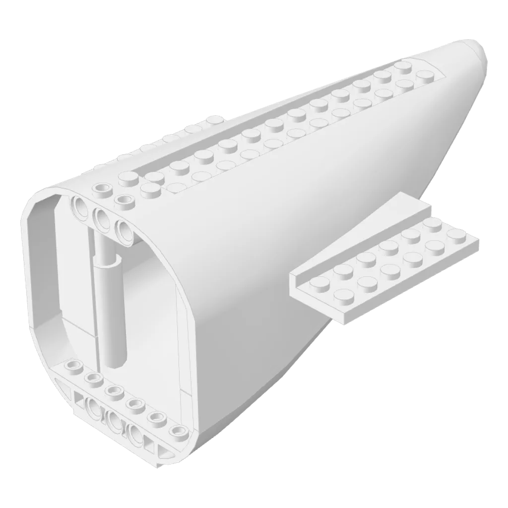 Aircraft Fuselage Curved Aft Section with Red Base in White