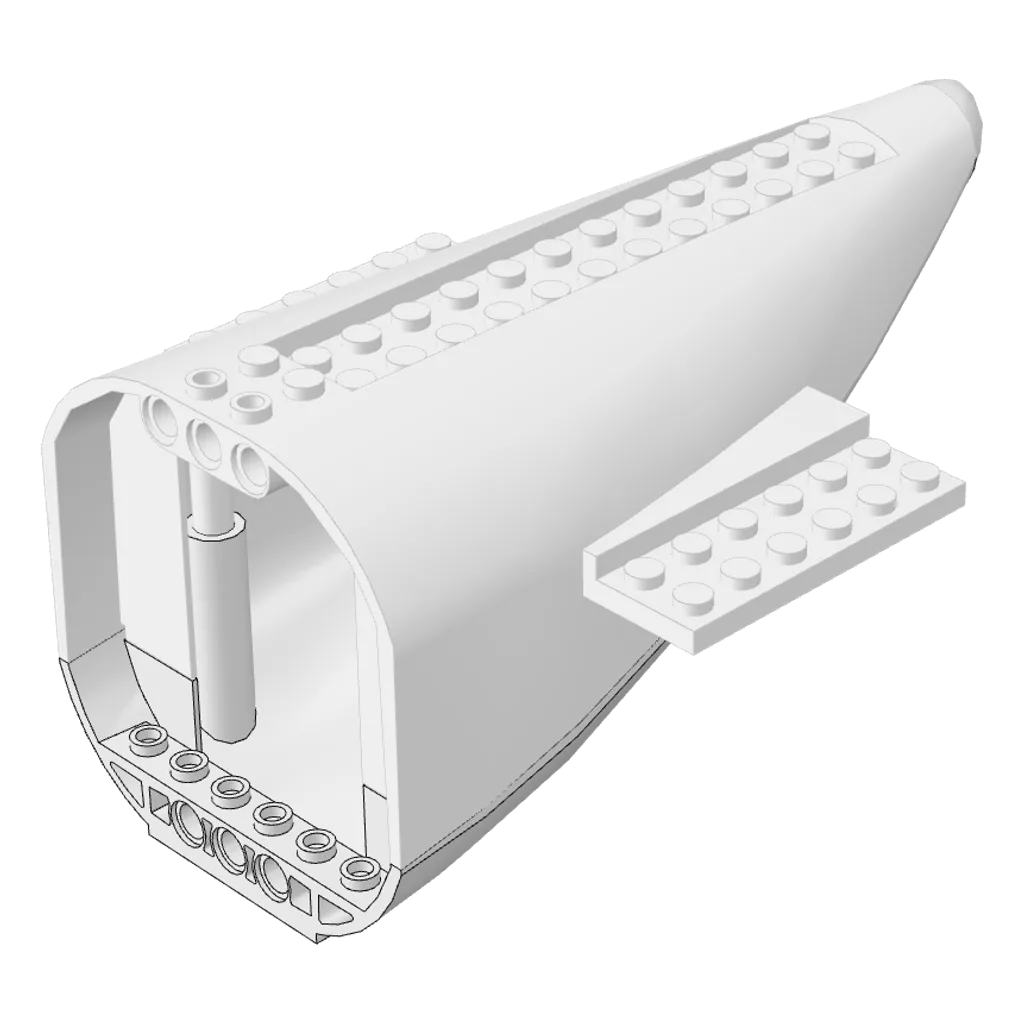Aircraft Fuselage Curved Aft Section with White Base in White