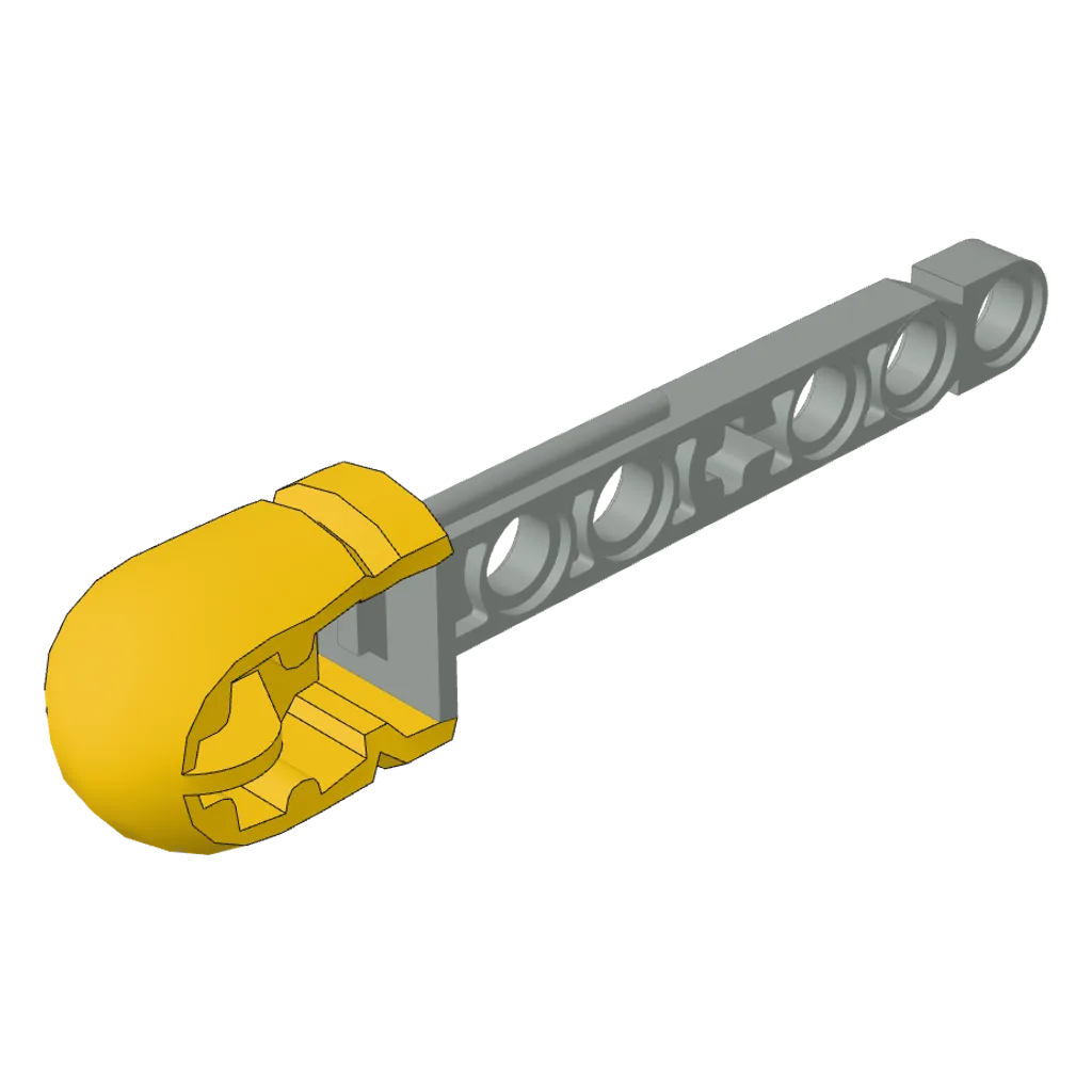 Projectile, Technic Competition Arrow, Liftarm Shaft with Hollow Yellow Rubber End in Light Gray