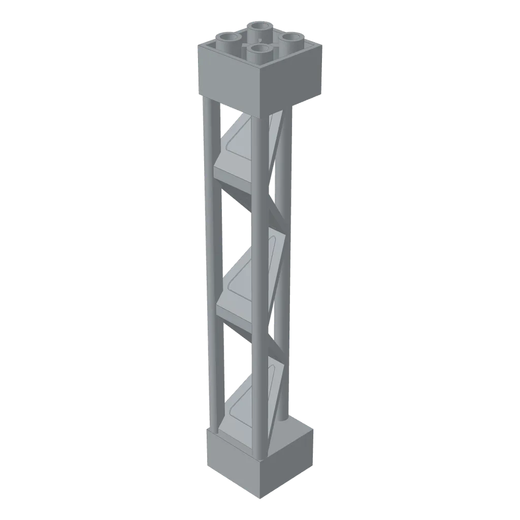Support 2 x 2 x 10 Girder Triangular Vertical - Type 2 - Open Side Top, 1 Post & 1 Panel in Light Bluish Gray
