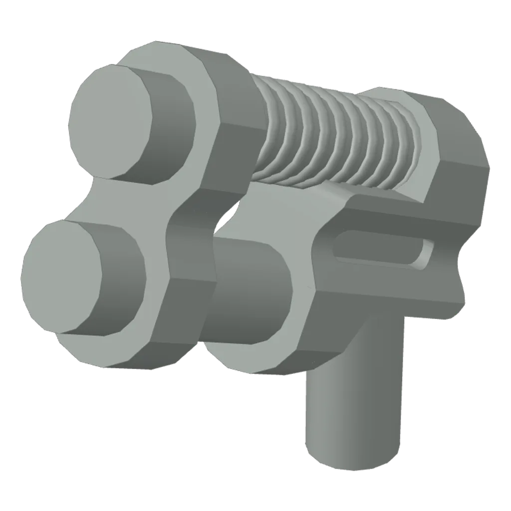 Weapon Gun / Pistol Two Barrel, 8 Ribs in Light Gray