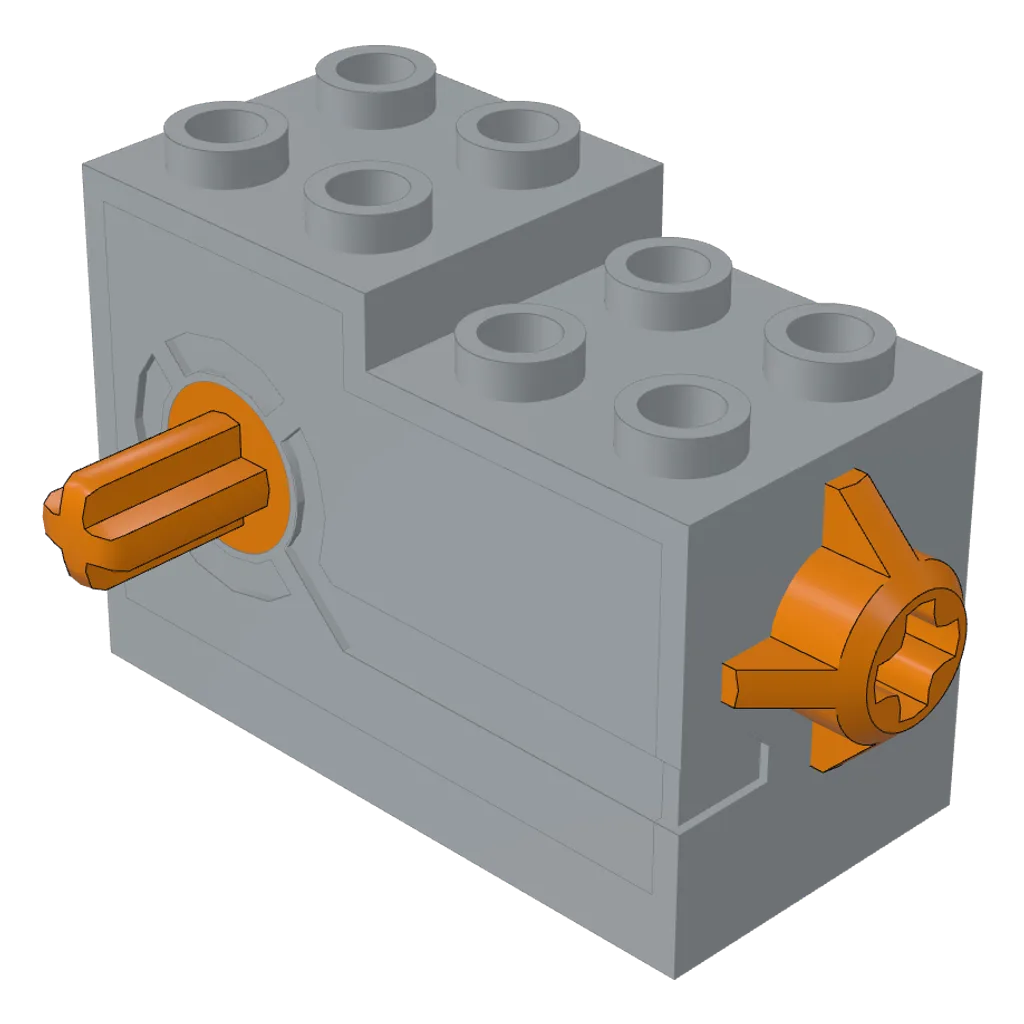 Windup Motor 2 x 4 x 2 1/3 with Orange Release Button in Light Bluish Gray