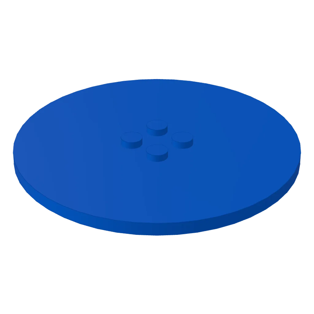 Plate Special Round 8 x 8 with 2 x 2 Center Studs without Groove in Blue