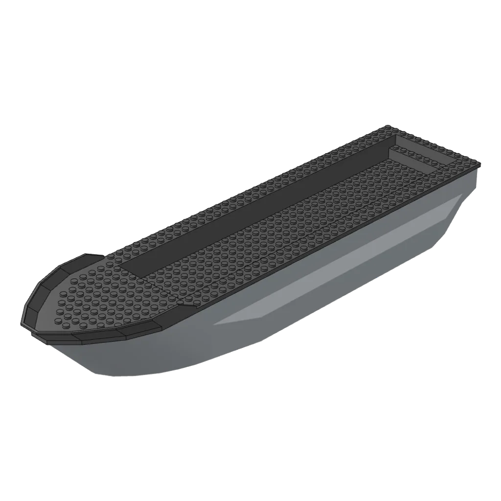 Boat 51 x 12 x 6 with Side Bulges and Dark Bluish Gray Deck [Complete Assembly] in Light Bluish Gray