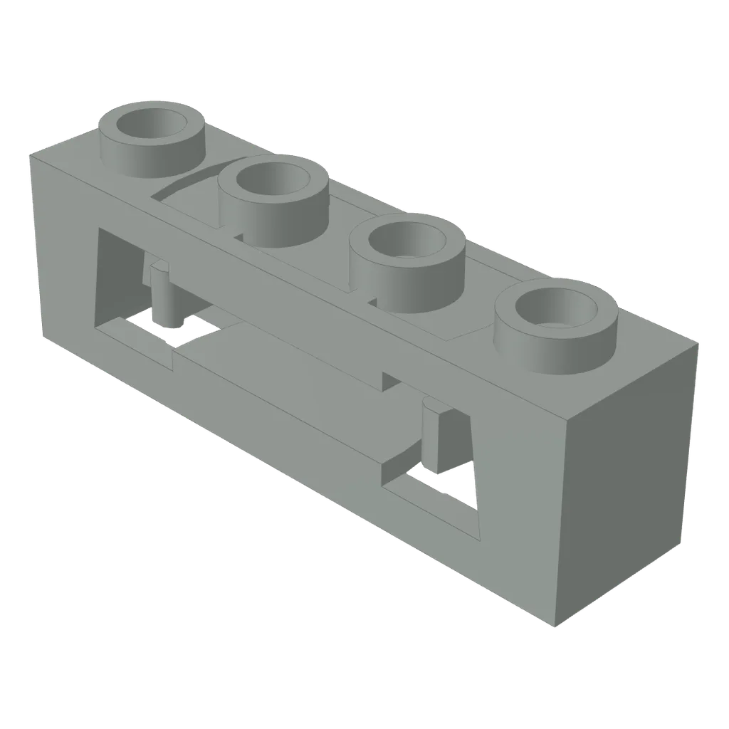 Launcher, Brick Special 1 x 4 with Inside Clips (Disk Shooter) in Light Gray