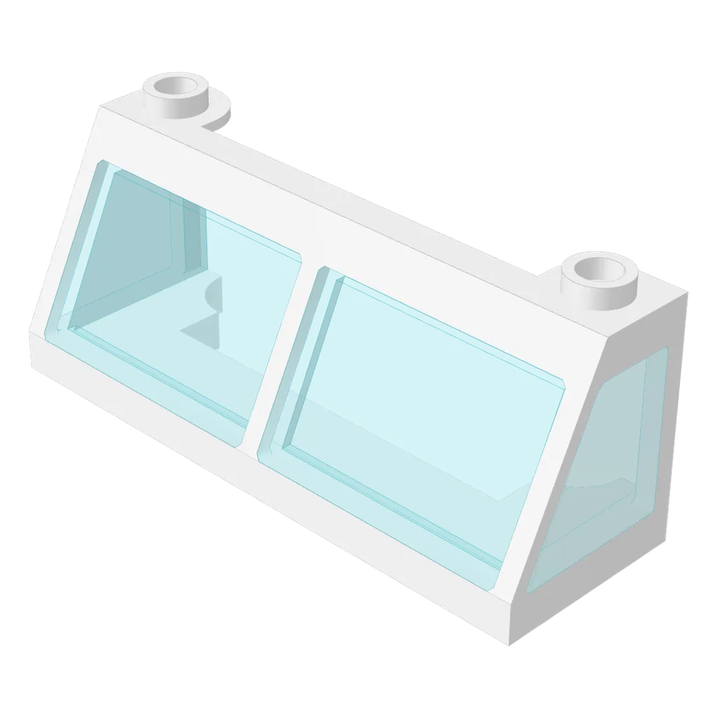Windscreen 2 x 6 x 2 Train with Trans-Light Blue Glass in White
