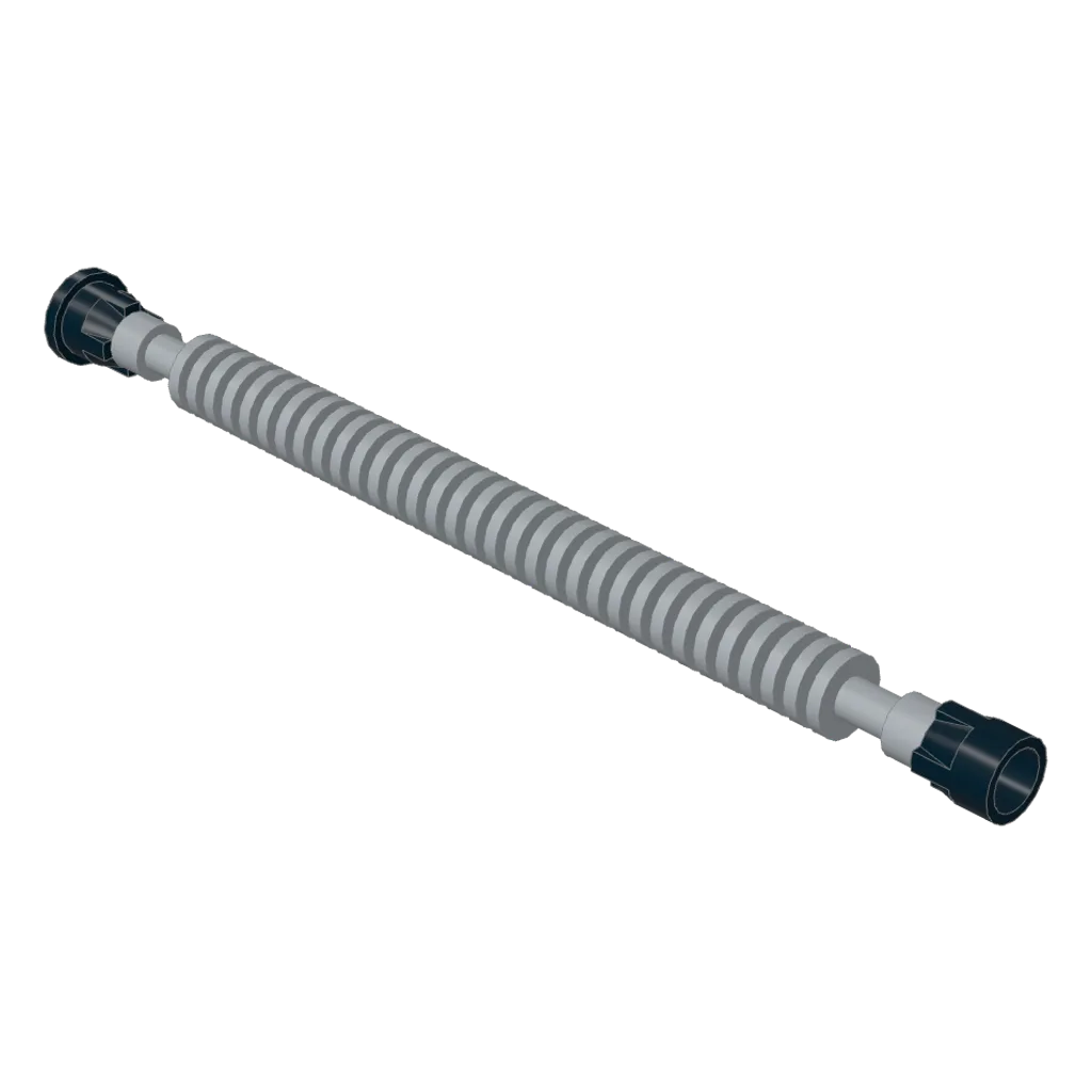 Flexible Ribbed Hose 8mm Ends 12L with Tabbed Black Ends in Light Bluish Gray