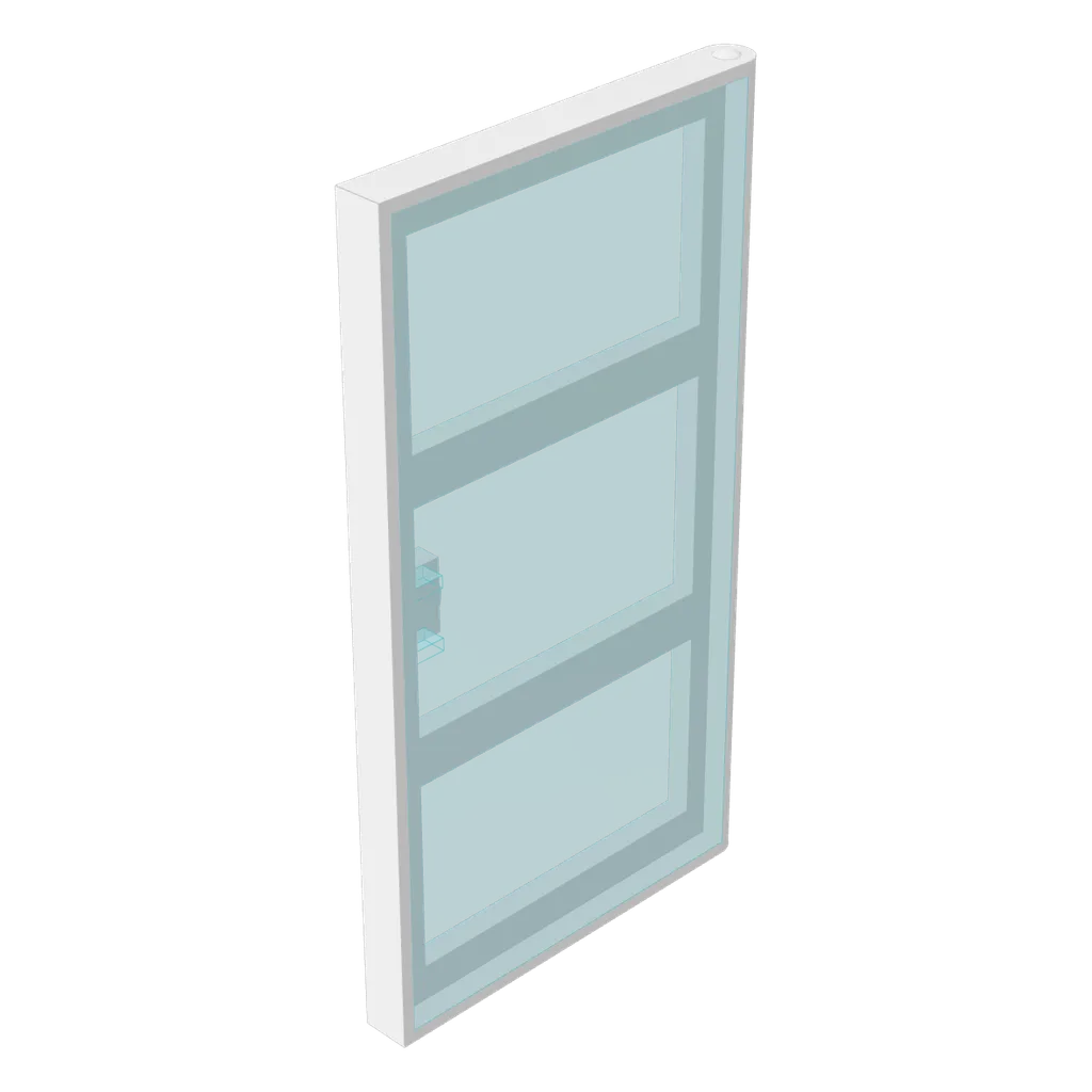 Door 1 x 4 x 6 with 3 Panes with Trans-Light Blue Glass in White