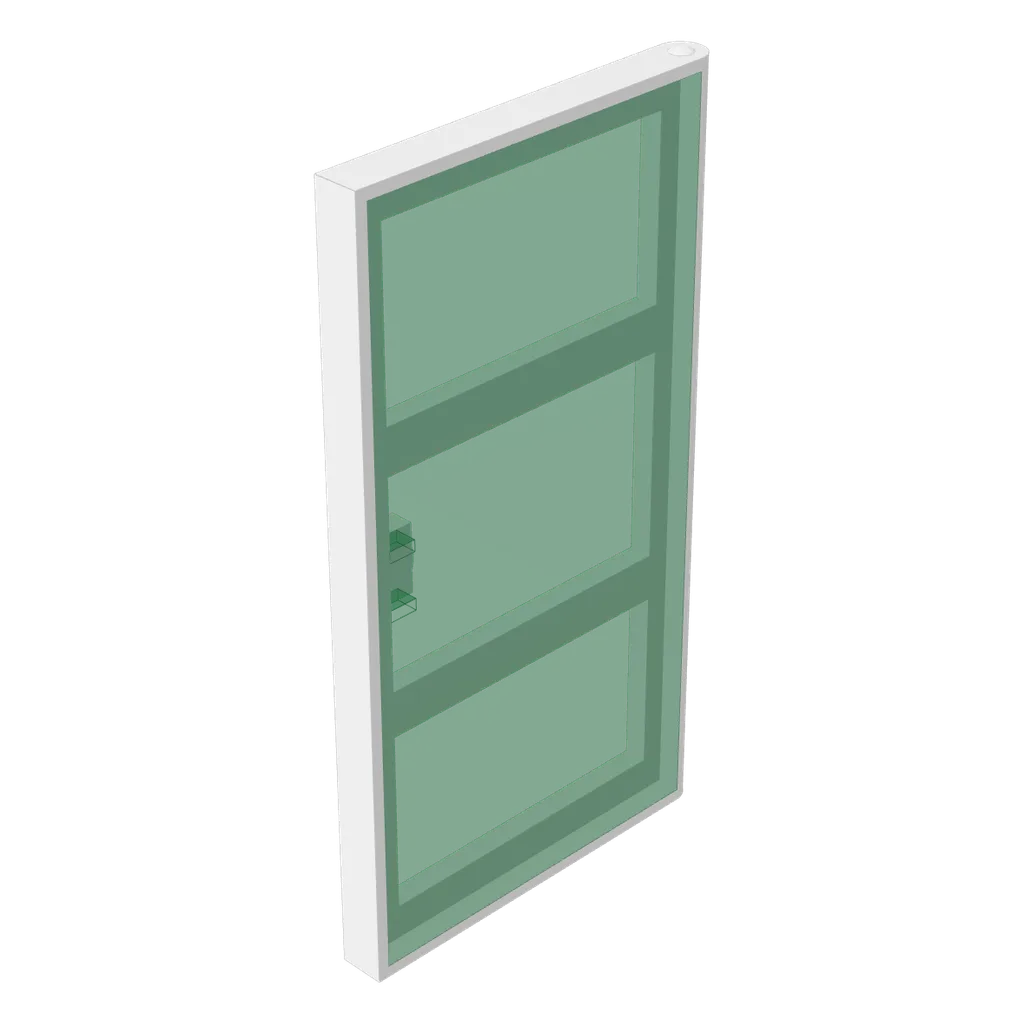 Door 1 x 4 x 6 with 3 Panes with Trans-Green Glass in White