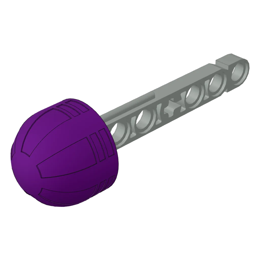 Projectile, Technic Competition Arrow, Beam Shaft with Solid Purple Rubber End in Light Gray