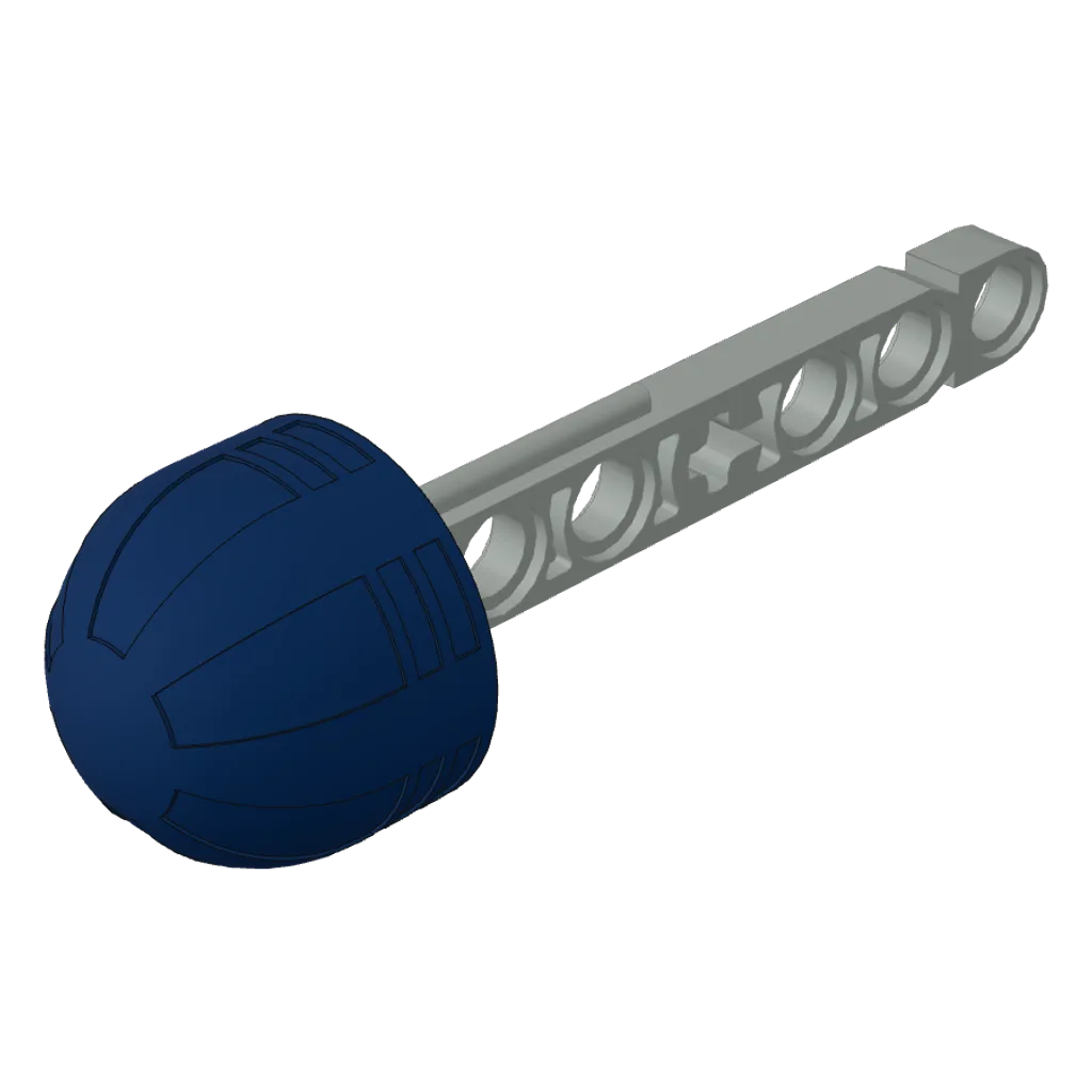 Projectile, Technic Competition Arrow, Beam Shaft with Solid Dark Blue Rubber End in Light Gray