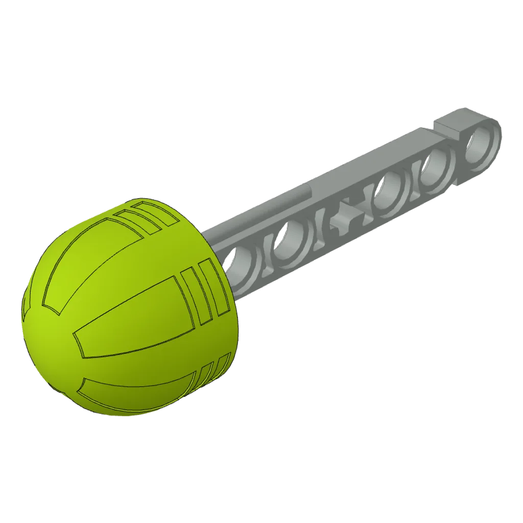 Projectile, Technic Competition Arrow, Beam Shaft with Solid Lime Rubber End in Light Gray