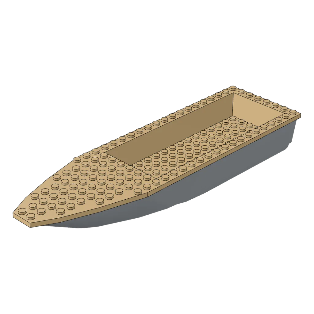 Boat 28 x 8 with Tan Top [Complete Assembly] in Light Bluish Gray